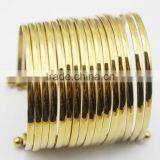 India Large Punk Hip Hop Multi Strings18k Gold Plating Wide Cuff Bangle Opened thumbnail-6