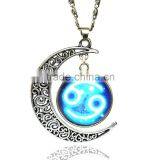 Glass Gemstone Zodiac Sign Pendant Chain Necklace Womens Jewelry thumbnail-6
