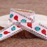 Iron On Rhinestone Patterns Chain,Printing Beautiful Parttern Ribbon Base On Glue For Garment Accessory thumbnail-2