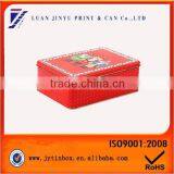China Supplier Red Dotted Square Candy Tinplate Box