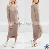 Ladies Designer Office Dresses Long Sleeve Knitted Wear Scoop Neck Midi Work Dress Quality Choice thumbnail-1