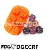 6 Cavity Pumpkin Elves Theme Halloween Silicone Cup Cake Pan thumbnail-1