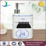 Bathroom Accessories Blue Square Floral Ceramic Foam Hand Soap Dispenser thumbnail-1