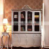 Luxury European Style Bookcase, New Classic Silver Hand Carved Bookshelf, Simple Design Wooden Book Cabinet (BF01-ML015) thumbnail-2