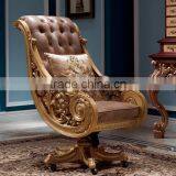 Luxury Office Furniture Solid Wood Hand Carved Armrest Genuine Leather Excecutive Chair thumbnail-1