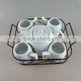 porcelain coffee set with iron basket