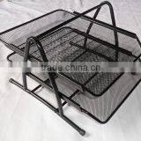 Hangzhou Office And School Supplier Cheap Metal Wire Mesh Black 2 Tier File Tray thumbnail-2
