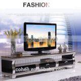 E1073 royal luxury high gloss stainless steel TV stand/cabinet design with marble top