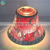 Purple Mosaic Glass Pedestal Candle Holders