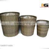 Round PE/Plastic Rattan With Liner Deco Basket thumbnail-2