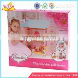 Wholesale Pink Delicate Kids Wooden Dollhouse Beautiful Children Wooden Chic Dollhouse for Sale W06A029 thumbnail-6