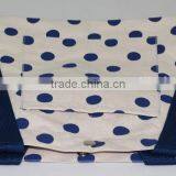 12 Oz Natural Canvas Tote Bag - Polka Dot Print- Made in India thumbnail-3