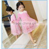 Pink Kids Baby Girls Princess Dresses Long Sleeve Embroidered Tulle Lace Party Dress thumbnail-3