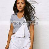 MGOO Wholesale Custom Plain Slim Fit Tank Top With Raw Cut Hems Sexy Low Cut V Neck Crop Top thumbnail-4