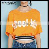 New Fashion Orange Bat Sleeve Printed Ladies T Shirt thumbnail-6