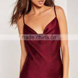 Women's Soft Sexy Silky Cowl Front Cami Style Spaghetti Straps Satin Dress thumbnail-6