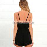 Wholesale Custom Fashion Chiffon Jumpsuits Black Woman Romper thumbnail-3