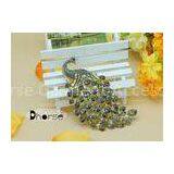 Black Peacock Vintage Rhinestone Brooches With Gold Alloy , Rhinestone Bridal Brooches thumbnail-1