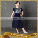 Shortsleeves Dark Blue Colour Kids Evening Ball Gown Dresses thumbnail-4