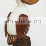 Large Brown Pelican Tagua Nut Figurine Water Bird Galapagos Hand Carved Artwork Carving Animal Statues Wholesale Unique Ornament