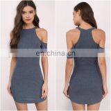 OEM Cold Shoulder Ribbed Bodycon Mini Dress 2017 thumbnail-1