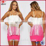 New Fashion Design Tops Women White Tops in Tassel thumbnail-1