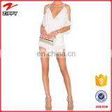 Latest Designs White Embroidered Jumpsuit With Ruffles Womens Jumpsuit