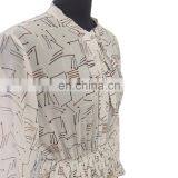 2016 Women Long Sleeve Geometry Print Shirt Dress With Tie thumbnail-4