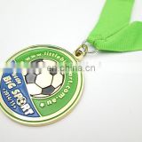 cheap and customized football sport medal with ribbons
