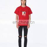 DiZNEW 2020 European and American Mens Vintage Pullover Organic Cotton t Shirt Red thumbnail-3