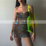 Fashion Hot Sexy Women 2020 Summer Print Leopard Halter Dress Sleeveless Backless Butterfly Bodycon Mini Dress thumbnail-3
