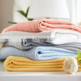 100%acrylic good price high quality customized knitted blanket for home sofa