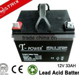 Rechargebale sealed vrla battery 12v 33ah for mobility scooters