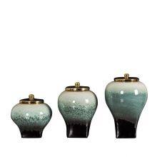 Modern Creative Chinese Jingdezhen Green Storage Jar Ceramic Vase With Lid For Indoor thumbnail-5