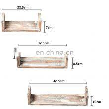 Set of 3 Wooden Wall Mounted Rustic U Shape Floating Shelf thumbnail-2