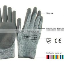 13 Gauge HPPE Knitted 5 Level PU Coated Anti Cut Glove