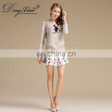 Fashion Skier Jumper Knitting Production Intarsia Women 100% Cashmere Sweater thumbnail-5