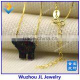12*14mm Synthetic Elephant Opal Gems Pendant Gold Necklace For Wedding Dresses thumbnail-1