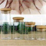 transparent glass storage jars with bamboo lids