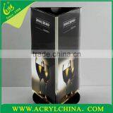 Top Grade Clear Acrylic Rotary Red Wine Display, Three Sides Transparent Plexiglass Wine Display Stand With 200*110mm