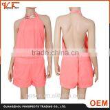 Guangzhou European Style Summer Casual Custom Short Ladies Jumpsuits for Women 2016