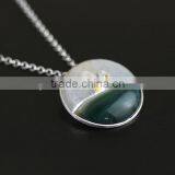 2016 China Style Plants On The River Side 925 Sterling Silver Agate Necklace Pendant for Women Fashion Necklace Jewelry thumbnail-2