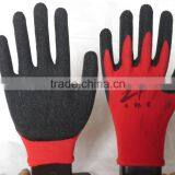 10guage Red Cotton Black Latex Wrinkle Coated Gloves thumbnail-1