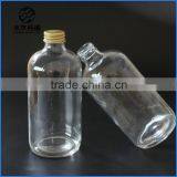 500ml 16oz Clear Boston Round Glass Bottle Pharmaceutical Clear Boston Bottle With Gold Screw Cap Quality Choice thumbnail-3