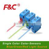 YS3 Series Color Sensors, Maker Sensing, Label Mark Detection, Blue/Red/Green Light Source For Choice