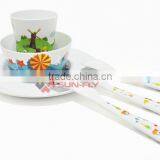 New Wholesale Bpa Free Plastic Custom Printed 6PCS/SET Kids Dinnerware Sets thumbnail-3