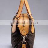 PVC Triped Material Top Zip Satchel Tote Bag Luxuries Detail Handbag thumbnail-4