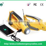 Rechargeable dynamo solar radio flashlight for camping