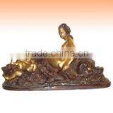 Lady Lying With Crocodile, Brass Statue and Sculptures