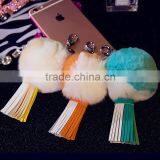 Double Colors Rabbit Fur Balls Keychains 100% Real Rabbit Wholesale Fur Pompoms